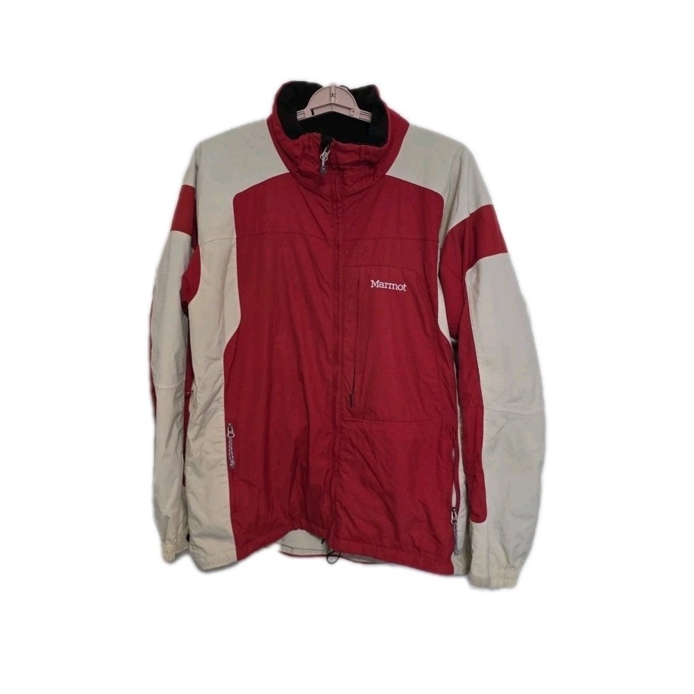 Vintage 90s Marmot Zip Up Outdoor Waterproof MEN'S Jacket RED CREAM Sz XL